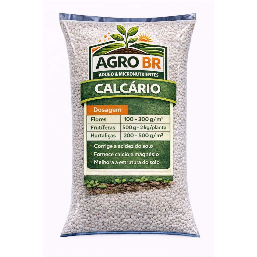 Calcário Dolomítico 5Kg - Fertilizante Corretor de pH Acidez de Solos Fertilizante Calcario