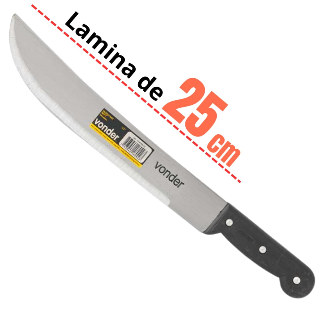 Facão para mato 10" em aço carbono cabo de plástico Vonder