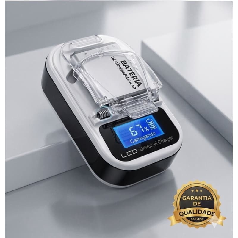 Carregador Para Bateria  Universal Digital com Display LCD e Entrada USB