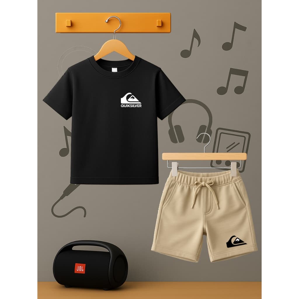 Kit infantil camiseta + short moletinho quick silver