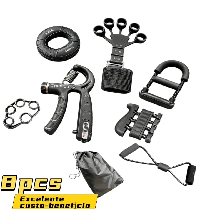 Kit 8 Peças Hand Grip Flexor De Punho Ajustável De Mola Antebraço Mãos 10-100Kgs Com Contador