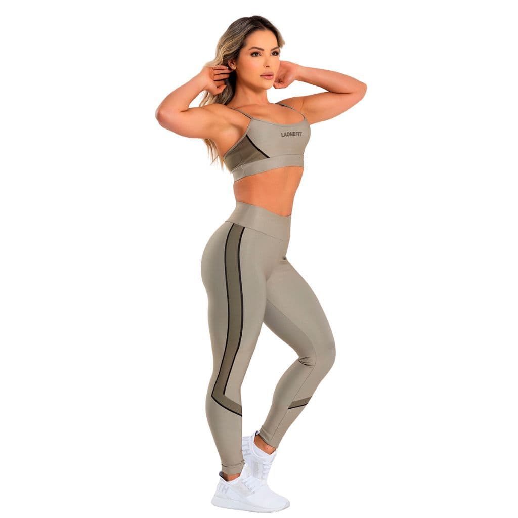 Conjunto Fitness Feminino Top e Calça Sports Treino Perfeito Tecido Premium