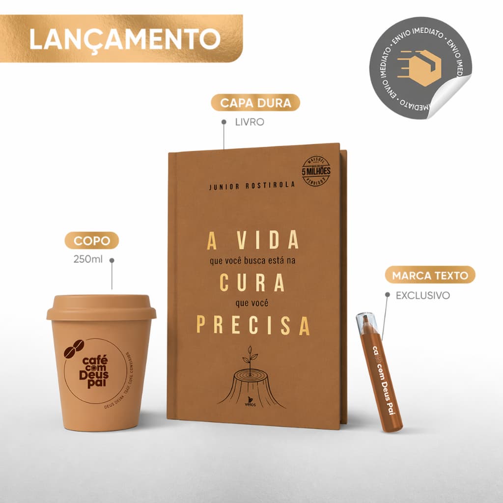 A vida que você busca está na cura que você precisa + Marca - texto + Copo