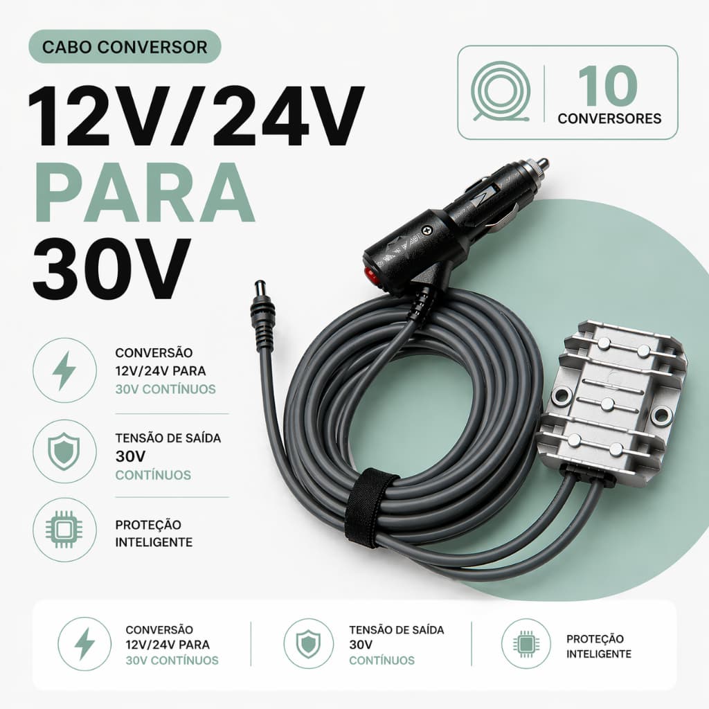 KIT 10 Conversores Dc Starlink Mini Ent 12/24v P/ 30v 3 Em 1 Veicular 4 metros