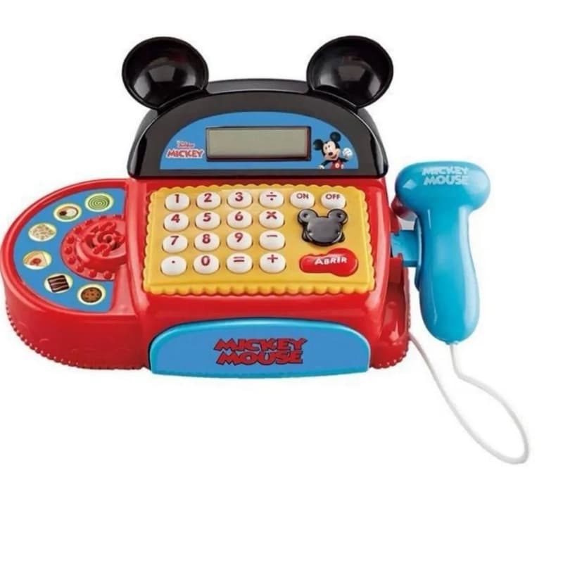 Caixa Registradora Infantil Mickey Mouse com Scanner e Calculadora – Diversão Garantida