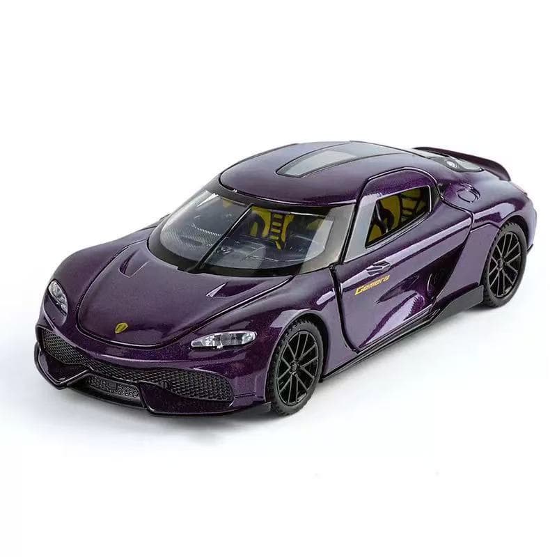 Miniatura Koenigsegg Gemera Metal Abre Portas Fricção Com Som E Led Carrinho Metal Coleção 1/32