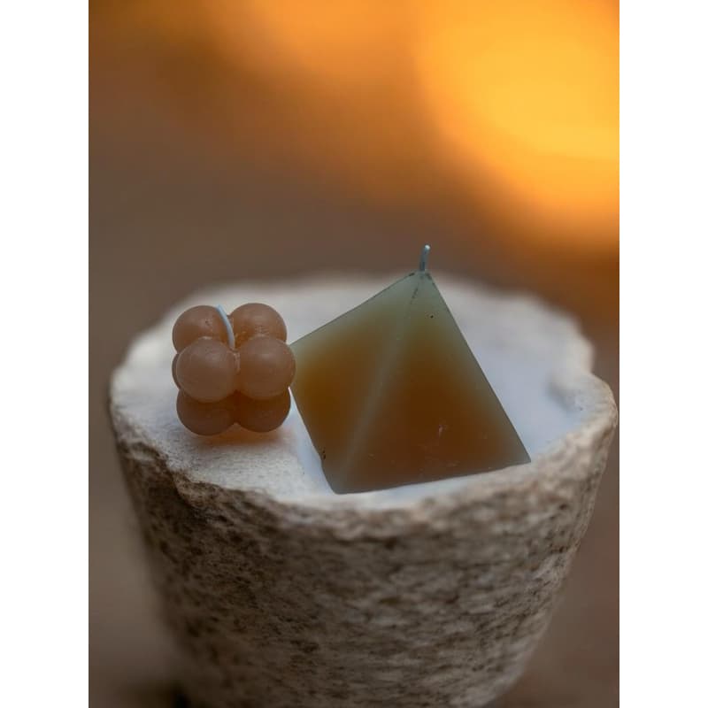 Kit Vela Pirâmide + Vela Decorativa Bubble | Presente Criativo com Bolsa Transparente | Vela Artesanal