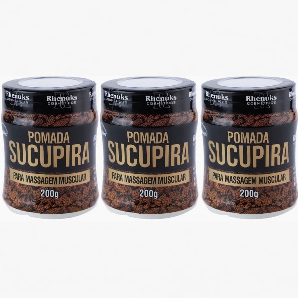Kit 3 Pomada Sucupira 200g Rhenuks – Ideal para Massagem, Dor nas Costas e Pernas