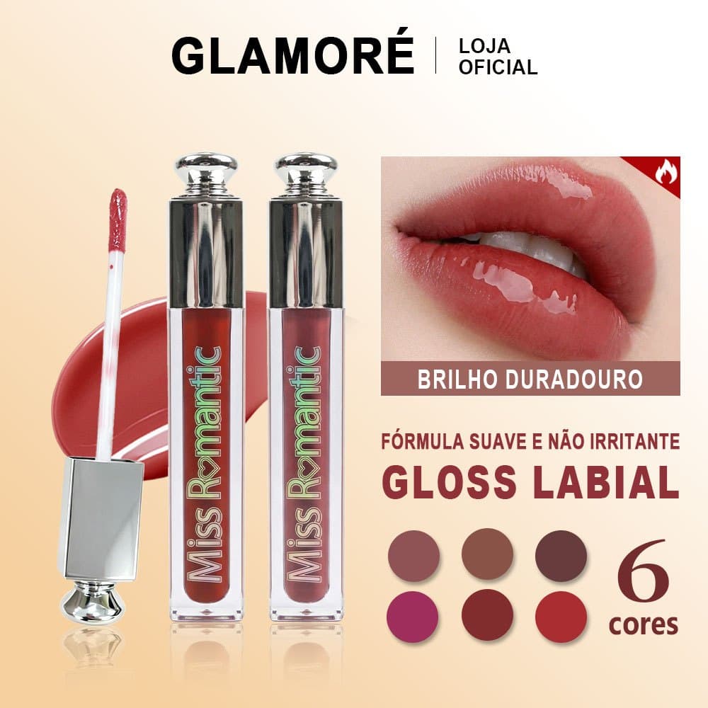 Gloss Labial Hidratante Miss Romantic Cores Tendência Efeito Glossy 3D