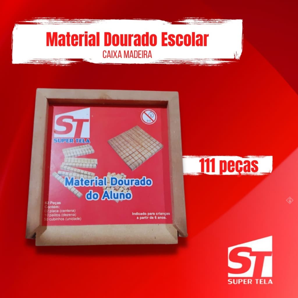 Material Dourado 111 peças - Caixa de Madeira
