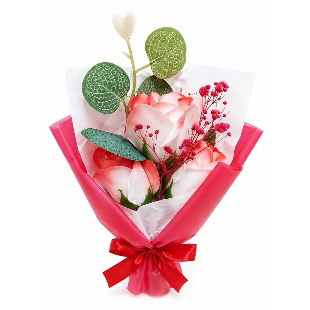 Buquê Decorativo Com Rosa Artificial 24cm - Vermelha - Presente - Dia das Mães