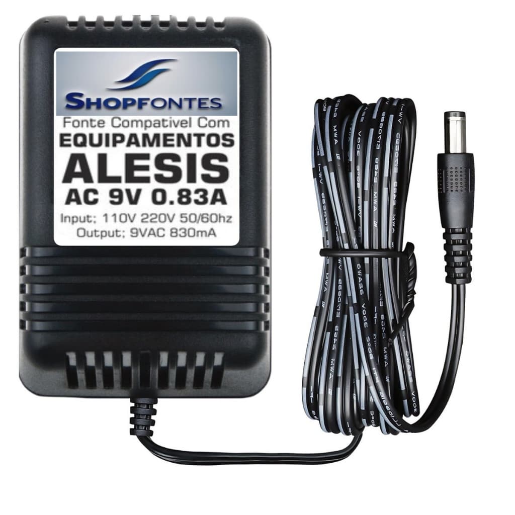 Fonte Alesis AC 9v 830ma 850ma Para Nanocompressor Alesis 9VAC DM5 DM6 DM8 D4 Drum Module SR-16 Drum Machine HR-16 HR-16