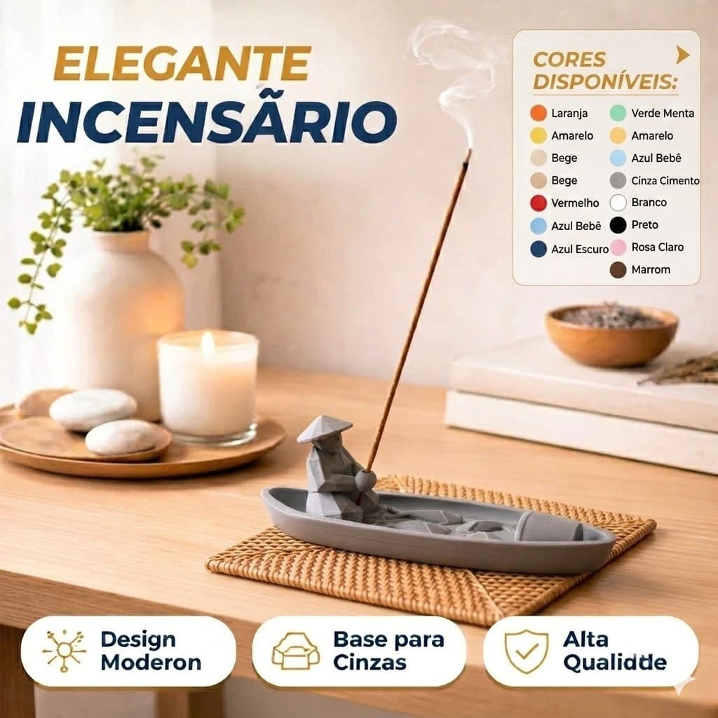 Porta Incenso Incensário Canoa, Barco, Pescador Preto Varias Cores Suporte Para Incenso Vareta Moderno Meditação