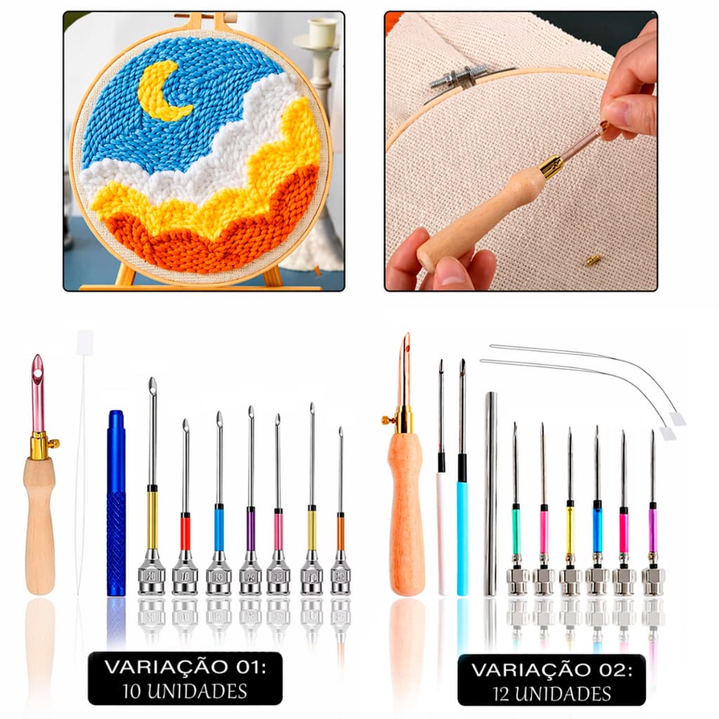 Kits Agulhas De Bordado Crochê Canetas Punch Needle Tricô Ponto Russo De Costura Mágica Artesanato