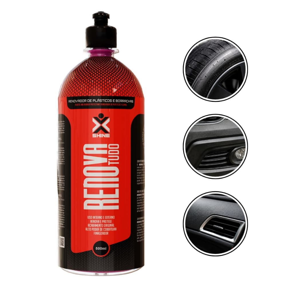 Revitalizador Plásticos Borrachas Renovador Restaurador Automotivo Interno Externo Parachoque 500ml