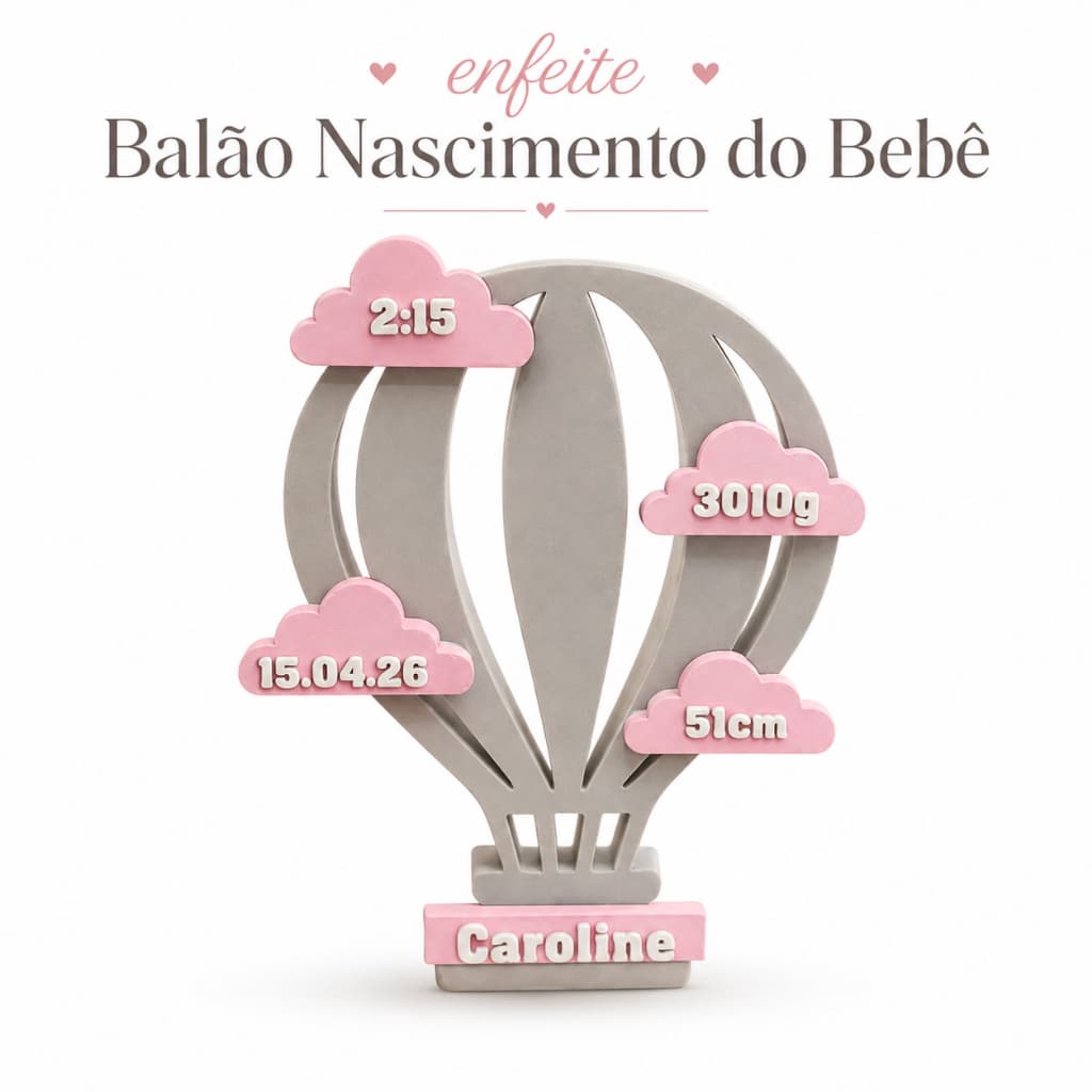 Enfeite Balão Nascimento Bebê Personalizado Nome Dados Maternidade