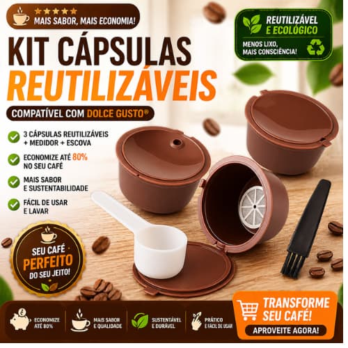 Capsula Reutilizavel Dolce Gusto 3un Refil Cafe Filtro Inox Compativel Recarga Economica Ecologica Cafe Top