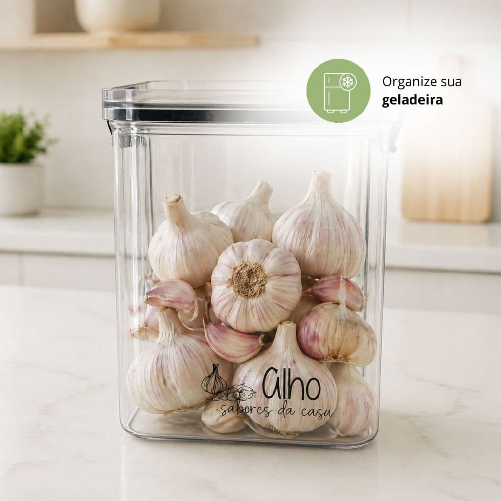 Potes Herméticos Geladeira | 950ml - Porta-Alho, Porta-Cebola | Porta Mantimentos