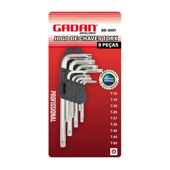 JOGO CHAVE TORX 9 PEÇAS E JOGO DE CHAVES ALLEN C/ 8PCS PROFISSIONAL