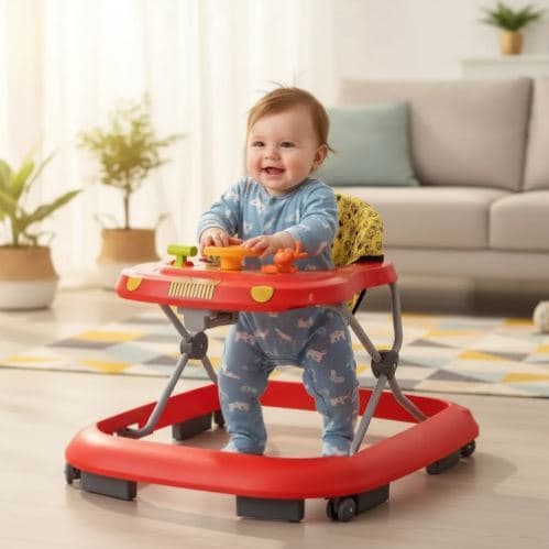 ANDADOR BEBE 8 RODAS SEGURO INMETRO VERMELHO SAFARI MENINO MENINA TUTTI BABY