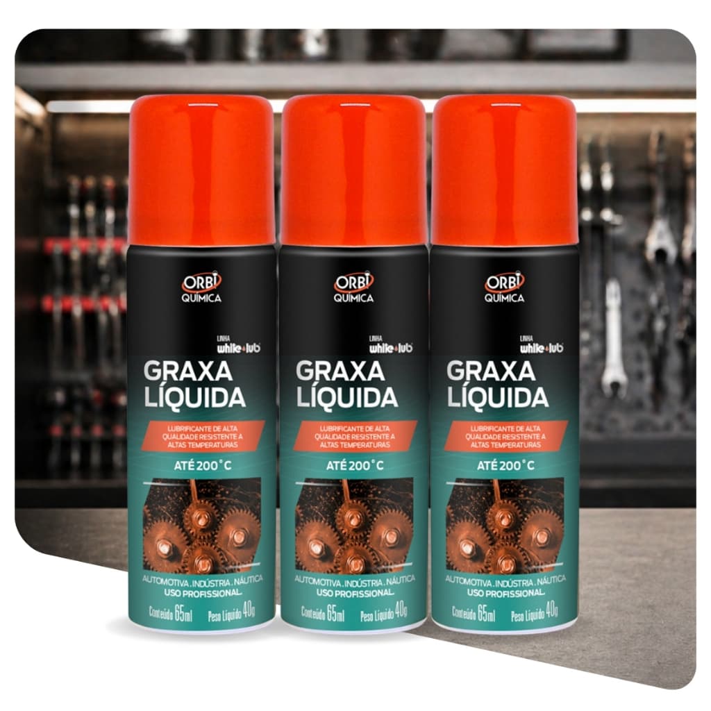 Graxa Líquida Spray Orbi 65ml  Performance e Proteção uso Domestico, Automóveis e Máquinas.