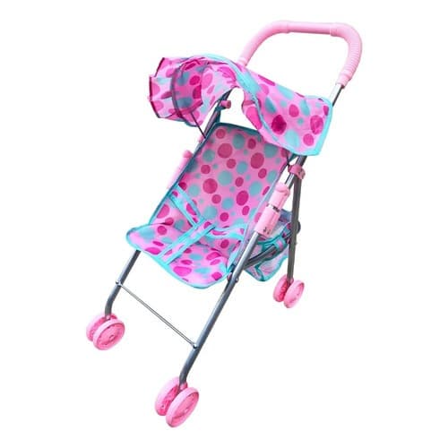 Carrinho de Boneca Infantil Dobrável Azul Passeio Leve e Prático Brinquedo