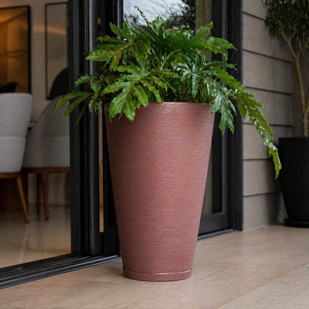 Vaso Grande para Planta Decorativo Grande Coluna Cone Redonda 59x40 G com Prato em Polietileno