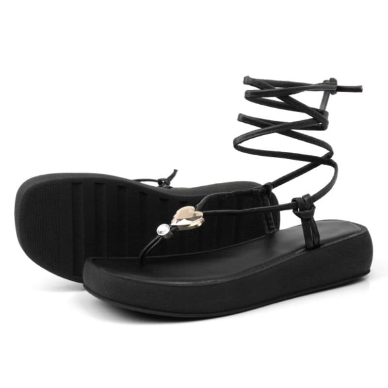 sandália flat form  feminina amarração super macia e anti derrapante