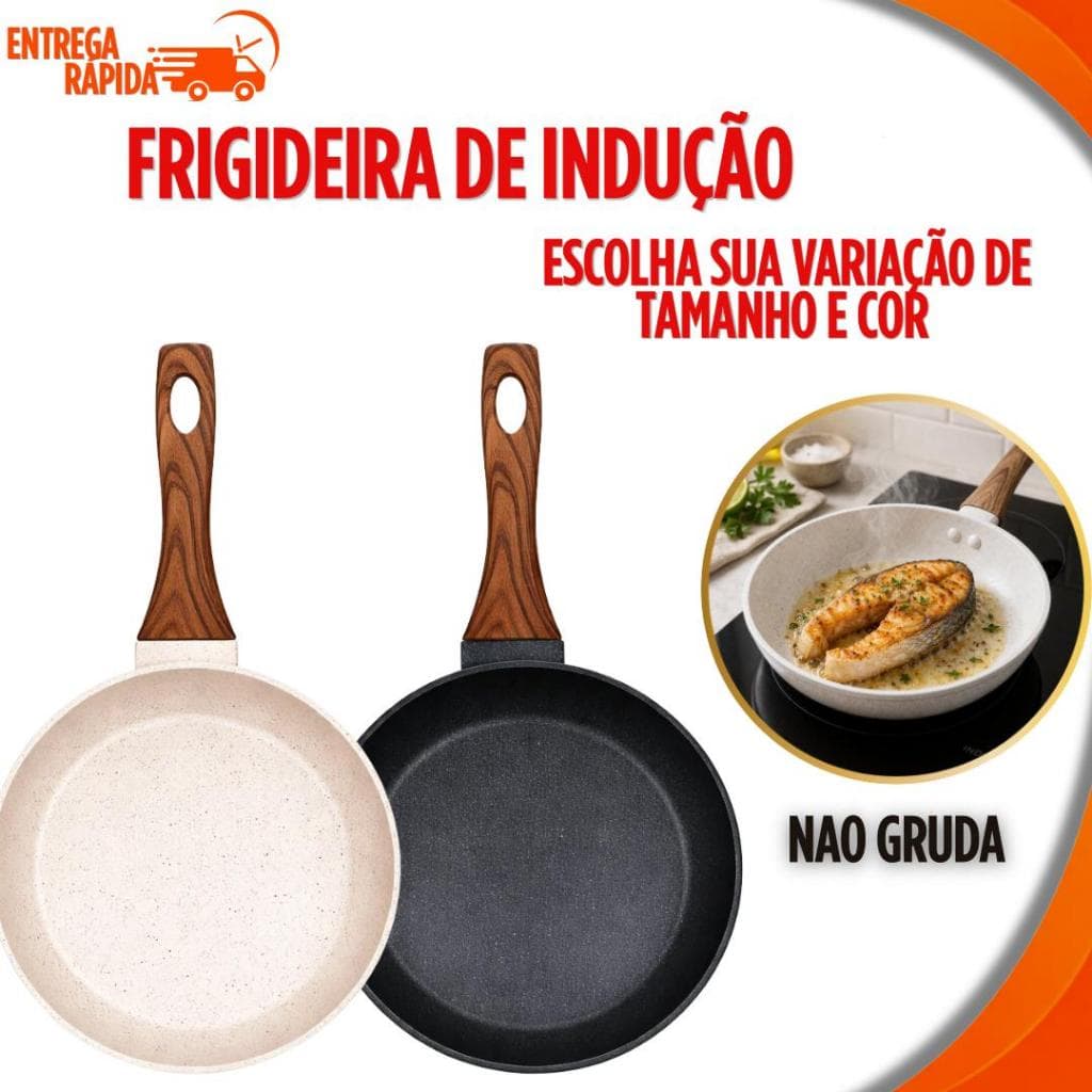 Frigideira 24-20 ou 18 Cm Frigideiras  CaçaroIa Indução Antiaderente Revestimento Cerâmico  Não Gruda Utilidades