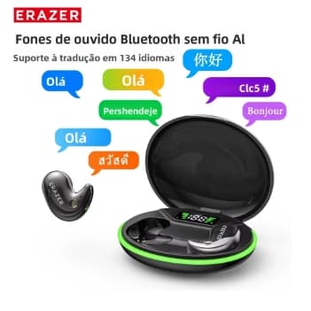 EARZER XF58 Fones de Ouvido Bluetooth V6.0 com Tradutor AI, Fones TWS Mini