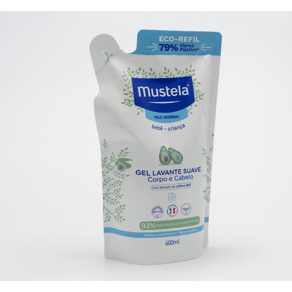 Refil Gel Lavante Suave Mustela 400ml Sabonete Líquido Bebê Corpo e Cabelo Econômico Original