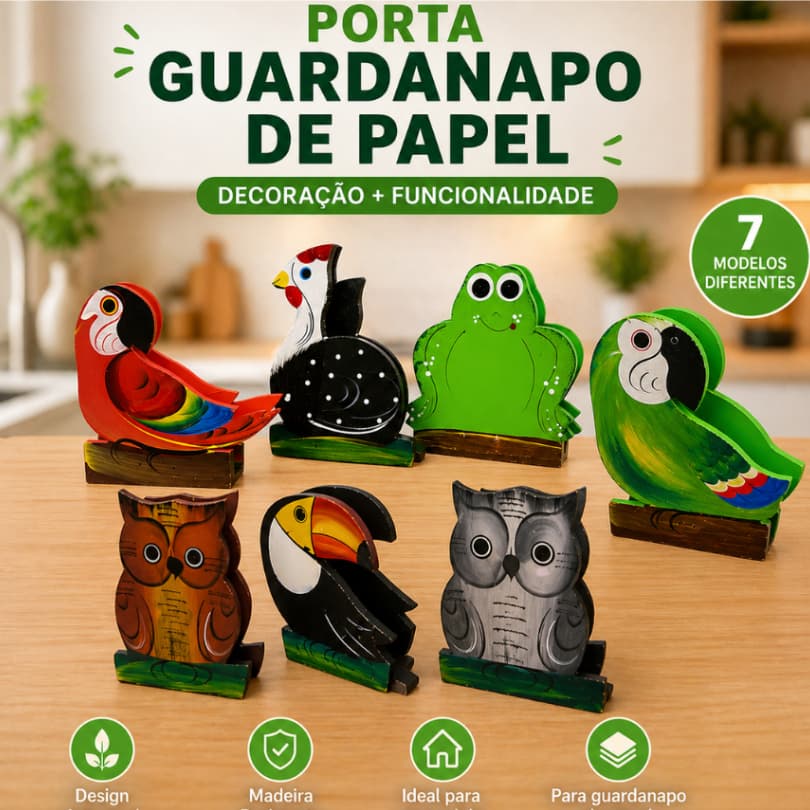 Porta Guardanapo de Papel em Madeira Artesanal  Pintado à Mão  Decoração de Cozinha  Modelos Variados