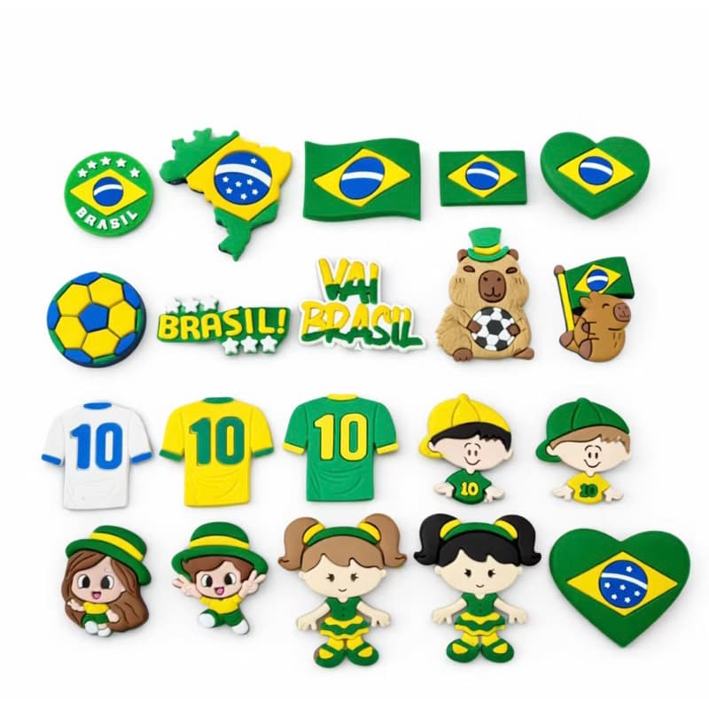 Kit 4 a 10 Pins Bottons Lindo Brasil Para Sandália Babuche