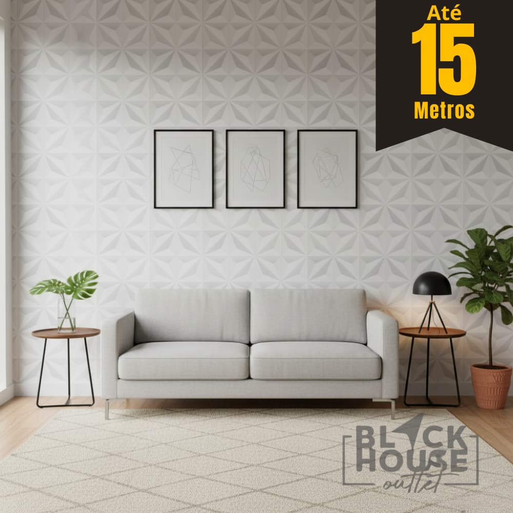 Papel de Parede 3D 5 Metros x 45cm Adesivo Autocolante Geometrico Cinza Claro Sala, Quarto, Cozinha