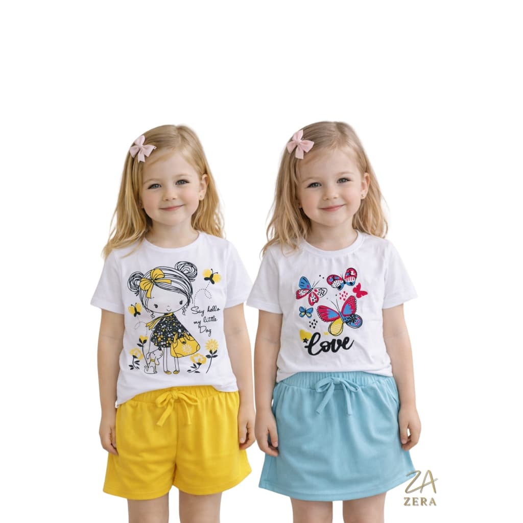 Kit 2 Conjunto infantil Short e camisa Menina fashion