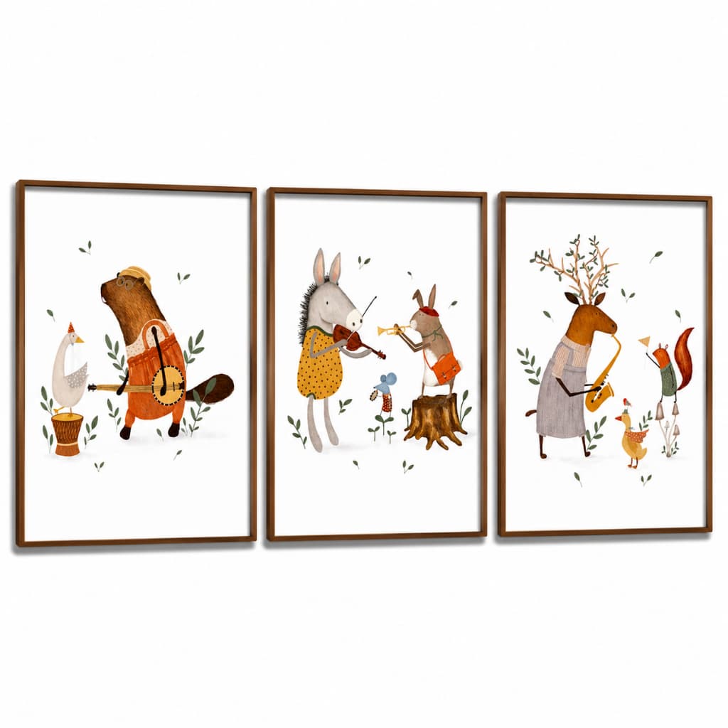 Kit Quadros Decorativos Infantil | Quarto Bebê Menino | Boho, Instrumentos Musicais  Animais - No172