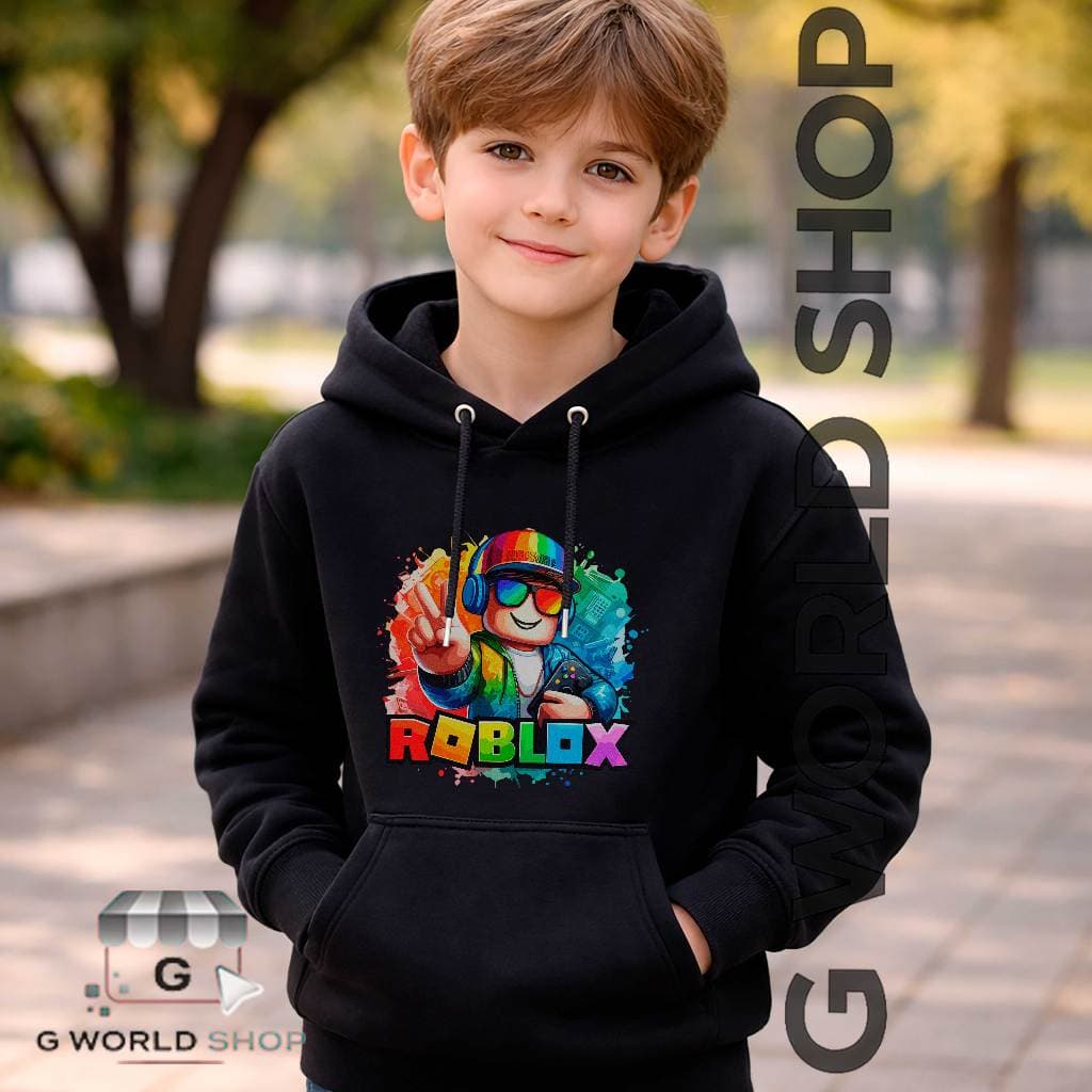 Moletom Com Capuz Estampado Jogo Roblox Game Gamer Blusa de Frio Canguru Flanelado Infantil Qualidade Premium
