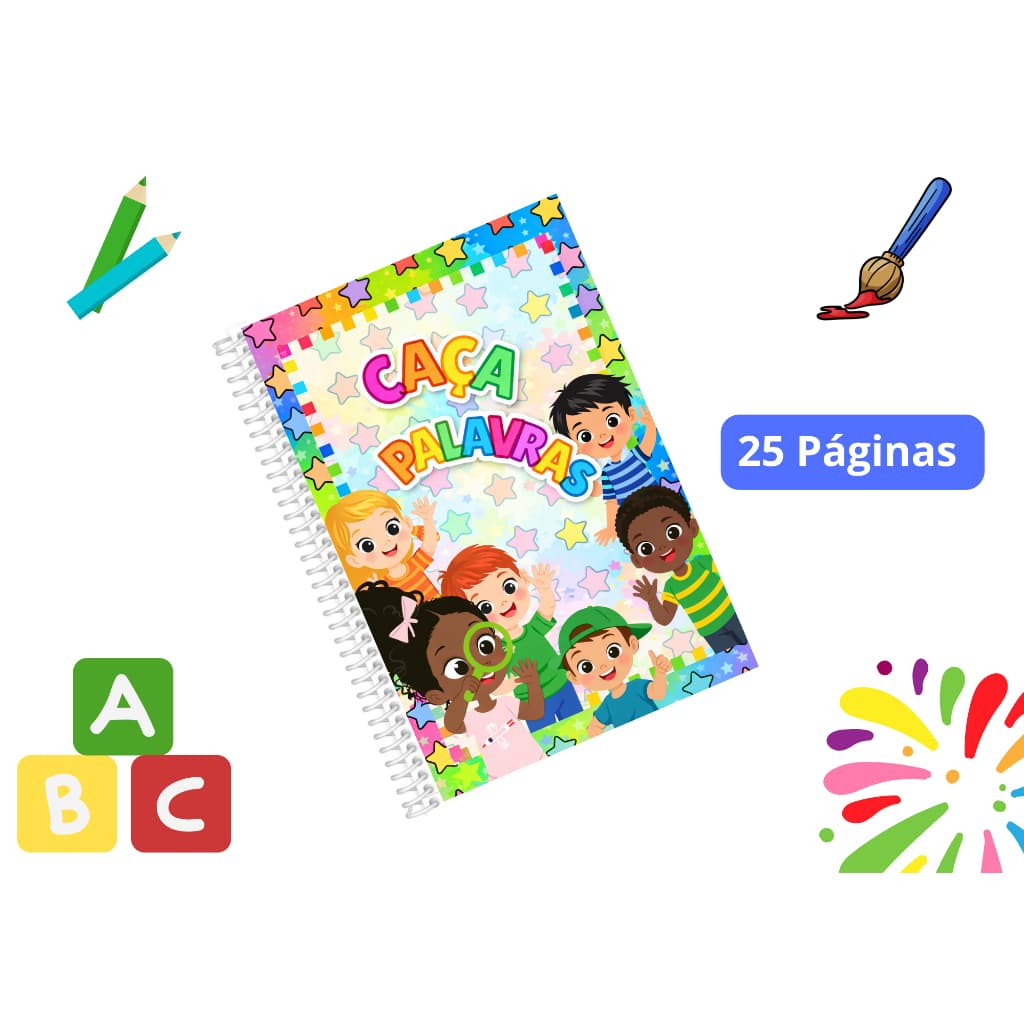 Apostila de Alfabetização Infantil | Brincando de Caça Palavras de A a Z  | 25 Paginas de Atividades | #14