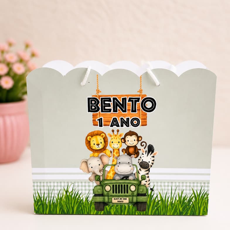 Sacolinha Safari Personalizada/chá de bebê/ Festa Infantil/Lembrancinha com Nome/Pegue e Monte/aniversário
