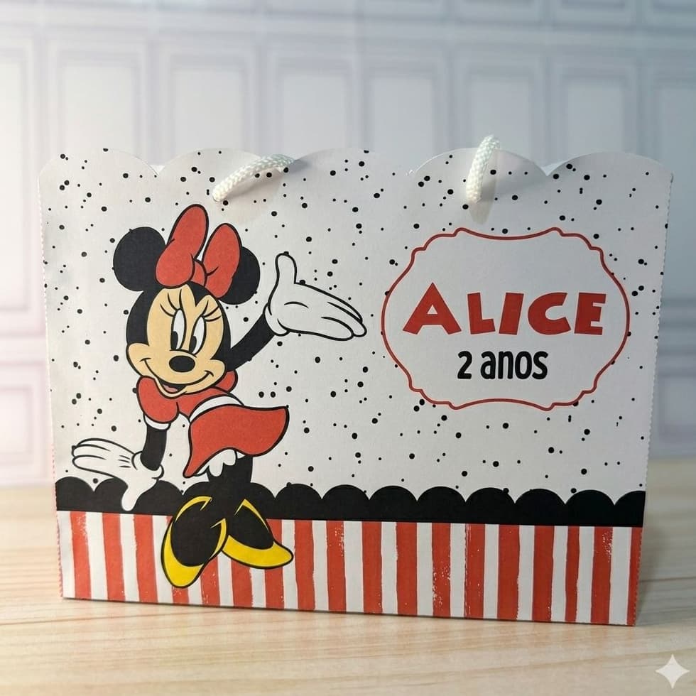 Sacolinha Personalizada da Mineiii Vermelhaa / Festa Infantil/Lembrancinha com Nome/Pegue e Monte/aniversário