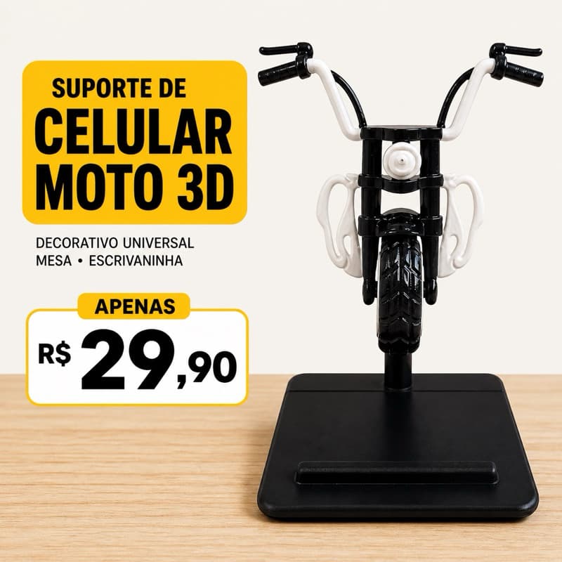 Suporte de Celular Moto 3D Decorativo Universal Mesa Escrivaninha