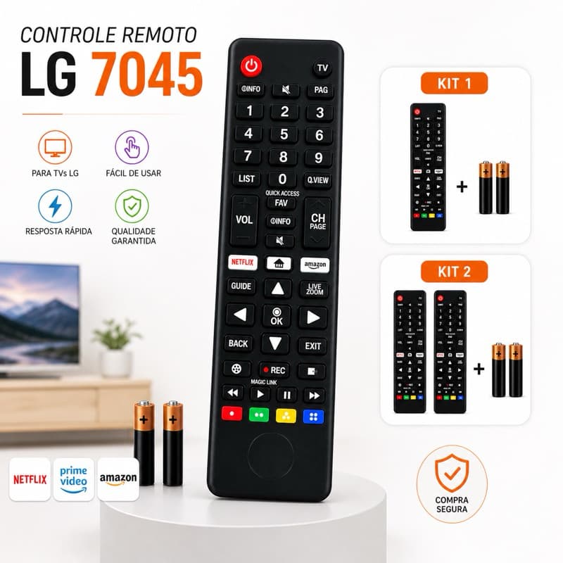 Kit Controle Remoto LG Smart TV Compatível LCD LED HDTV UHD OLED 3D E 4K