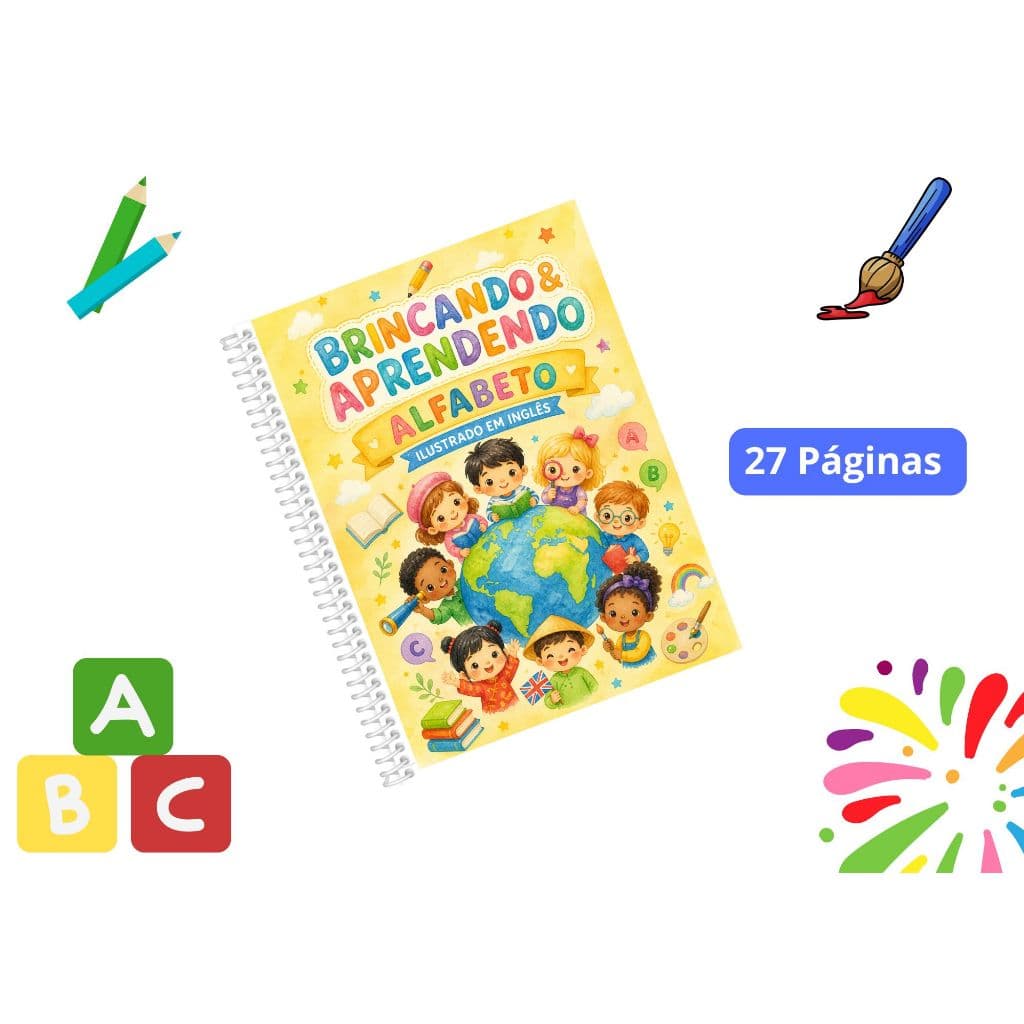 Apostila de Inglês Infantil | Alfabeto A a Z + Letras + Pronúncia + Desenhos para Colorir | 27 Paginas #21