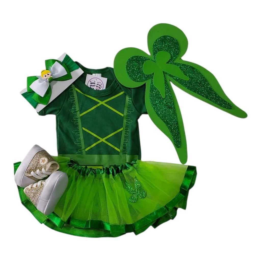 Body Bebe Sininho + Laço + Saia de Tule+ ASA Temático Mesversário