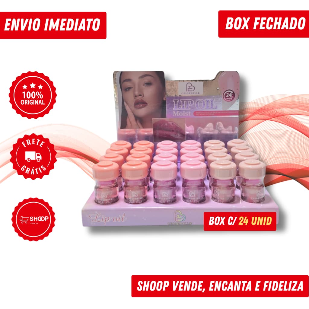 Box Fechado Lip Oil Criarbelle com Efeito Plump | Hidratante - 24 Unidades