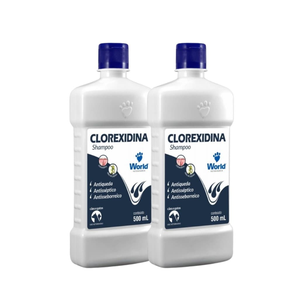 Kit 2 Shampoo World Veterinária Dug's Clorexidina Cães & Gatos - 500 mL