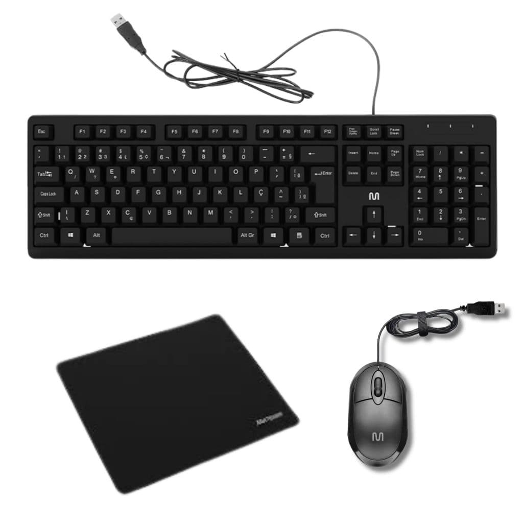 Kit Teclado Multilaser USB Tc600 + Mouse Mo300 Com Fio + Mouse Pad Ac027