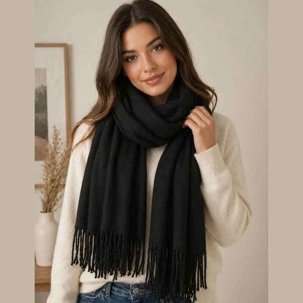 Cachecol Lenço Echarpe Pashmina Xale Feminino 3 Em 1 Charme E Elegancia Protege Contra o Frio