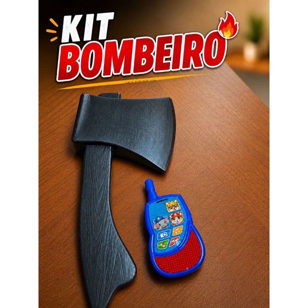 Kit Bombeiro com Machado + Radio/Walkie Talkie de Brinquedo