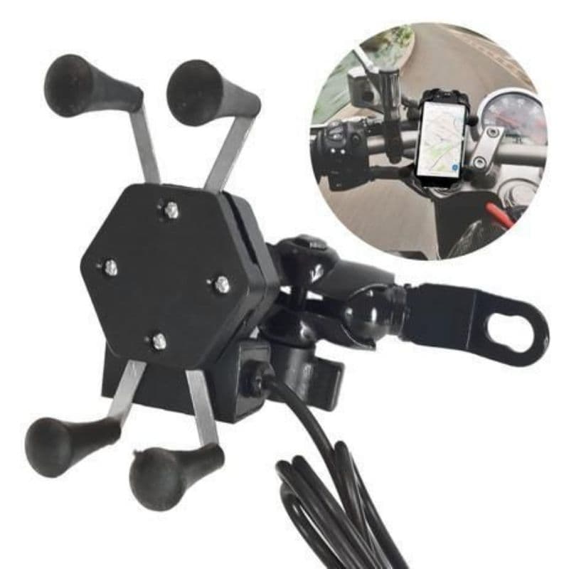 Suporte Garra X Para Celular Moto Universal Com Carregador Usb